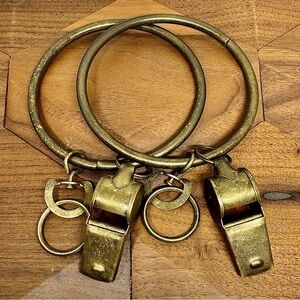 Vintage 3.5” Brass Rings With Whistles Set of 2